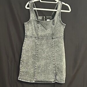 No Boundaries Gray Acid-Wash Denim Mini Dress